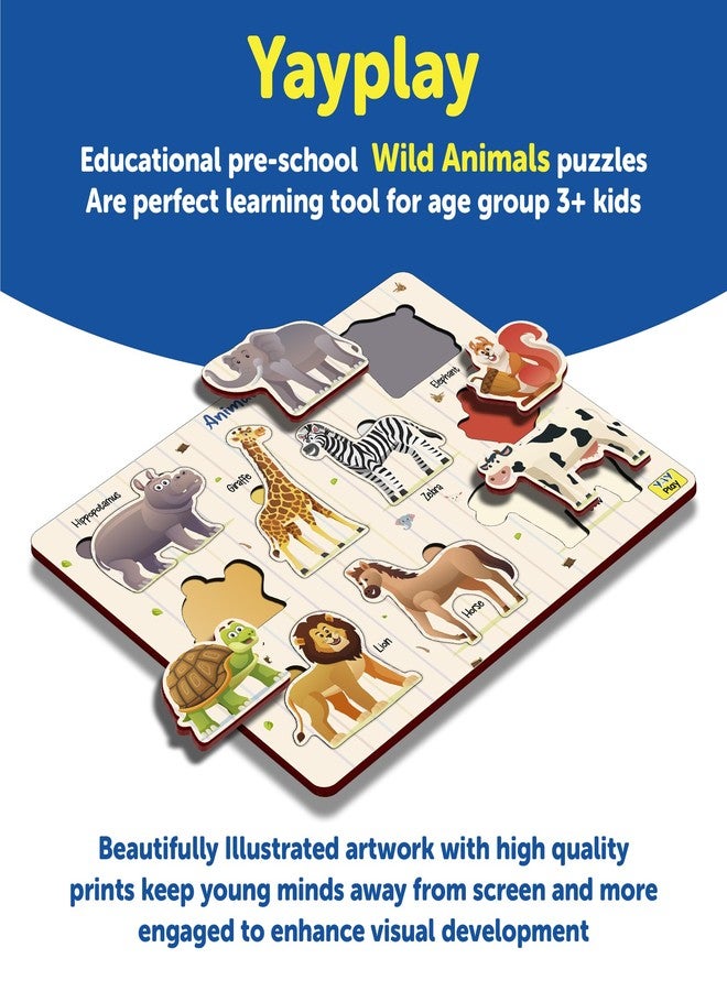 YaYplay Wooden Educational Wild Animals Picture Matching Puzzle for Preschool Toddler Kids 3 Years & Above - Image 5